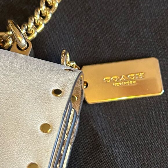 Coach Gold and Cream Women's Bag Used 1 time Excellent Condition - Picture 7 of 12